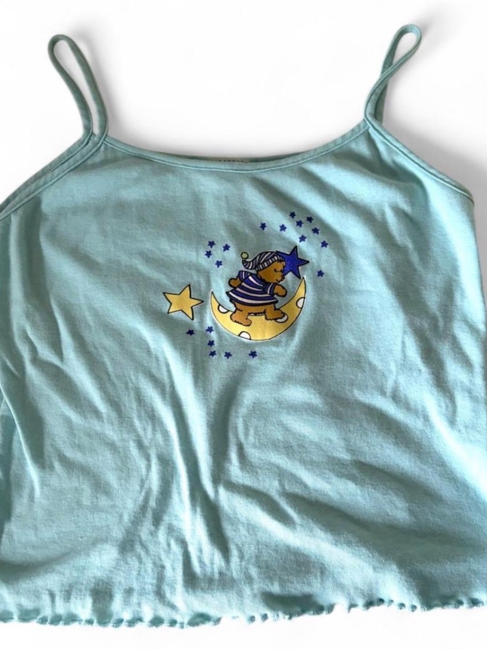 Light Blue Women's Sleep Cami with Moon & Star Motif